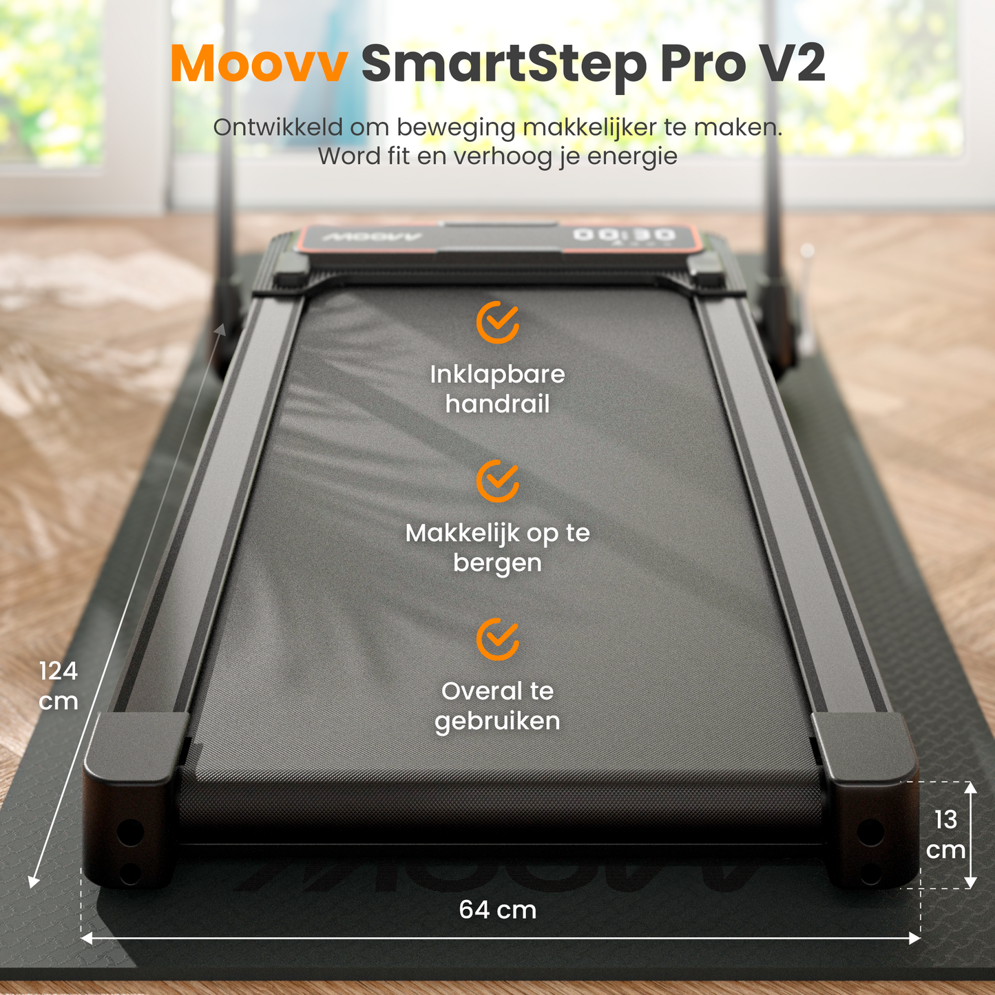Moovv SmartStep Pro v2 - Foldable Treadmill 1-12km/h